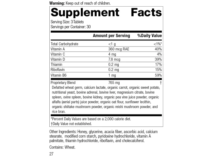 Catalyn 90-tablet supplement facts label