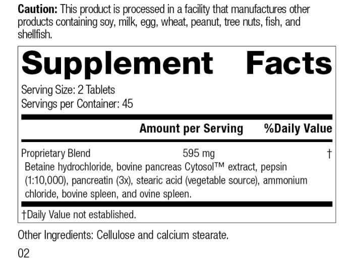 Zypan supplement facts label